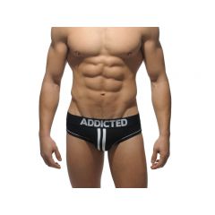 ADDICTED Double Piping Bottomless Brief - Black