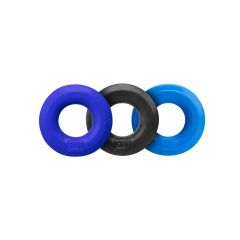 Hunkyjunk Cock Ring 3 Pack - Black Tar and Cobalt Blue and Aqua