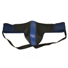 Leather Sports Jock Strap - Black Blue