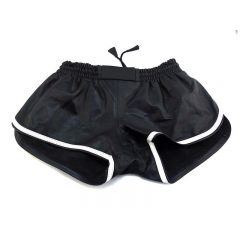 Leather Sports Shorts - Black White
