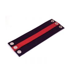 Leather Wrist Band Wallet Black Red - Large