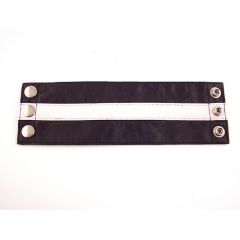 Leather Wrist Band Wallet Black White - Large