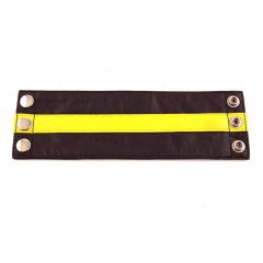 Leather Wrist Band Wallet Black Yellow - Small