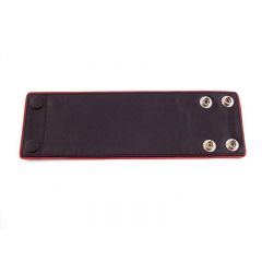 Leather Wrist Band Wallet With Piping - Black Red - Large