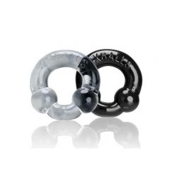 OXBALLS Ultraballs 2-Pack Cock Ring - Black & Clear