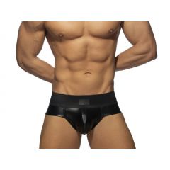 ADDICTED Front Zip Rub Brief- Black 