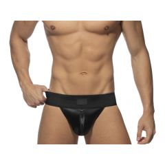 ADDICTED Front Zip Rub Jock - Black 