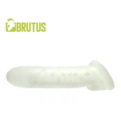 BRUTUS Almighty Ribbed Cock Sheath 7" - Clear