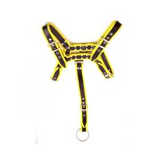 Leather Full Body Harness - Black/Yellow