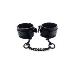 Leather Ankle Cuffs - Black on Black