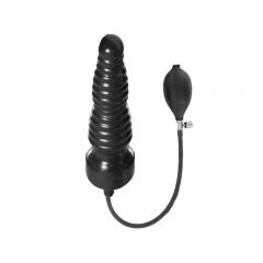Inflatable Black Small Ribbed Butt Plug